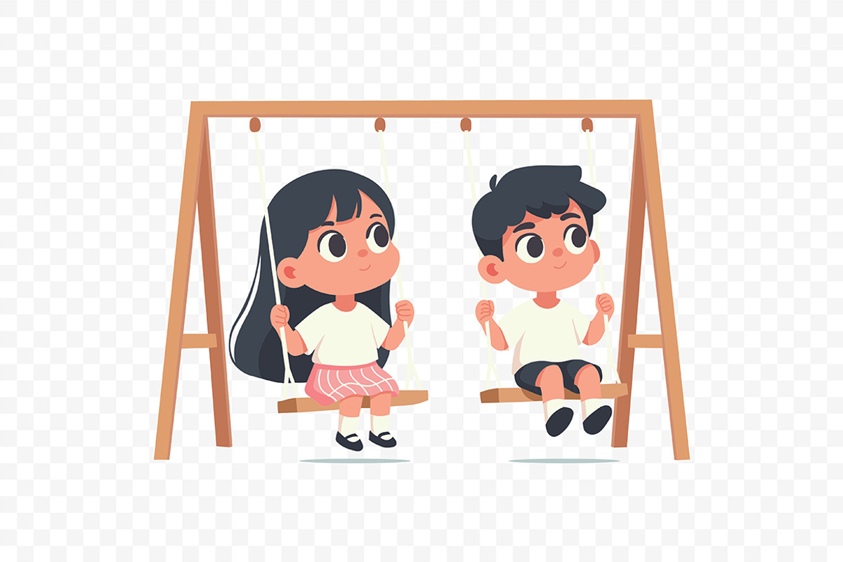 Cute Children on Playground Swing, a Person Illustration by Partikusi Design (Photo 3 of 3)