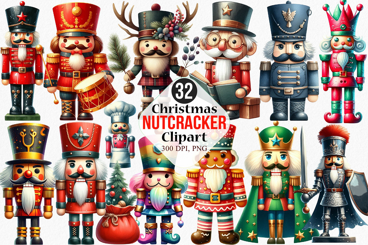 Christmas Nutcracker Clipart Bundle, an Illustration by Canvas Craft (Photo 1 of 8)