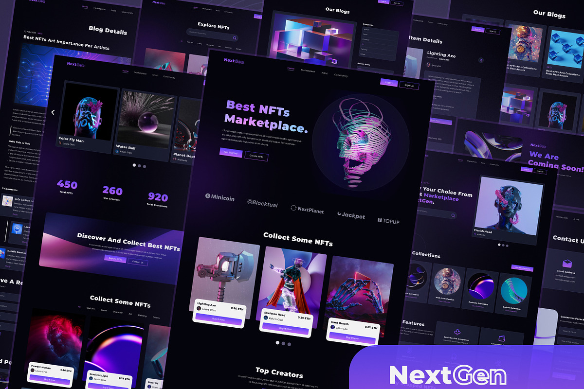 NextGen NFT Market Figma Template, a Websites & App Template by TemplatesJungle (Photo 2 of 24)