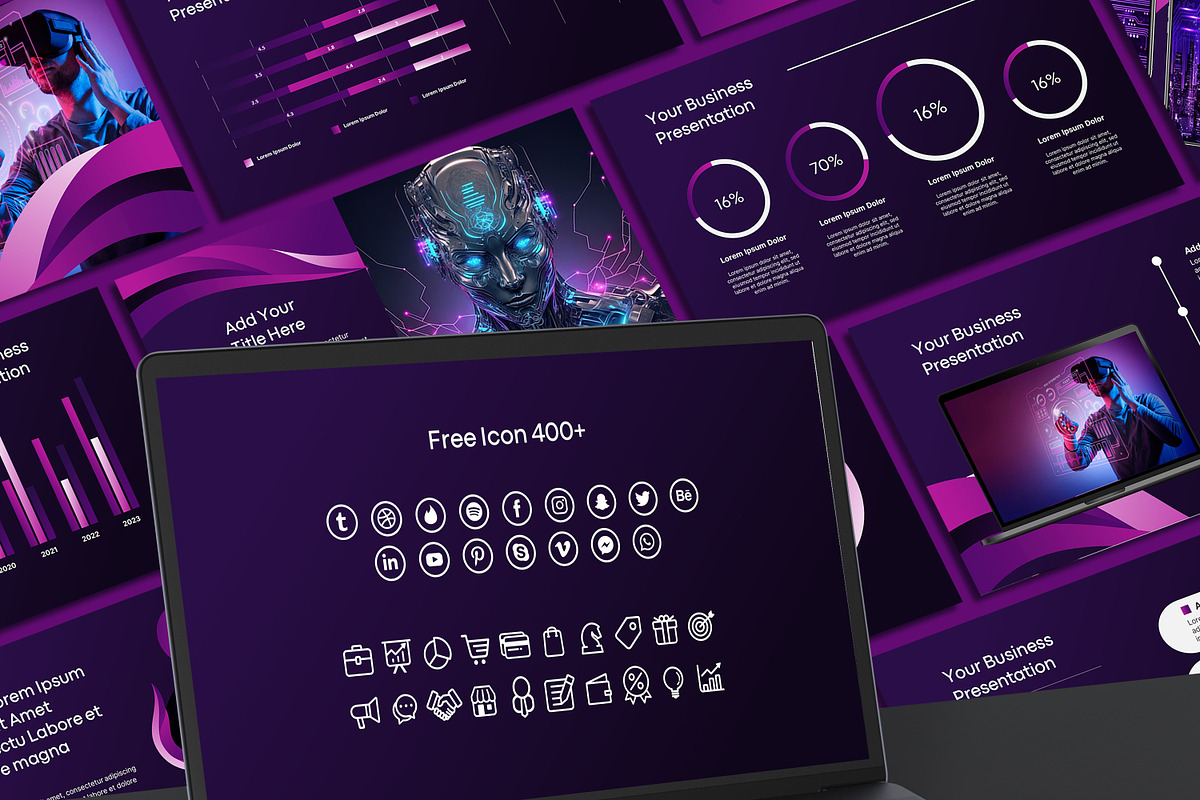 Futuristic Purple Powerpoint Templat, a Presentation Template by SKY CREATION (Photo 6 of 6)