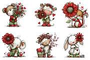 Valentine Animals with Flower Clipar, an Illustration by Dream Creation (Thumbnail 2 of 7)