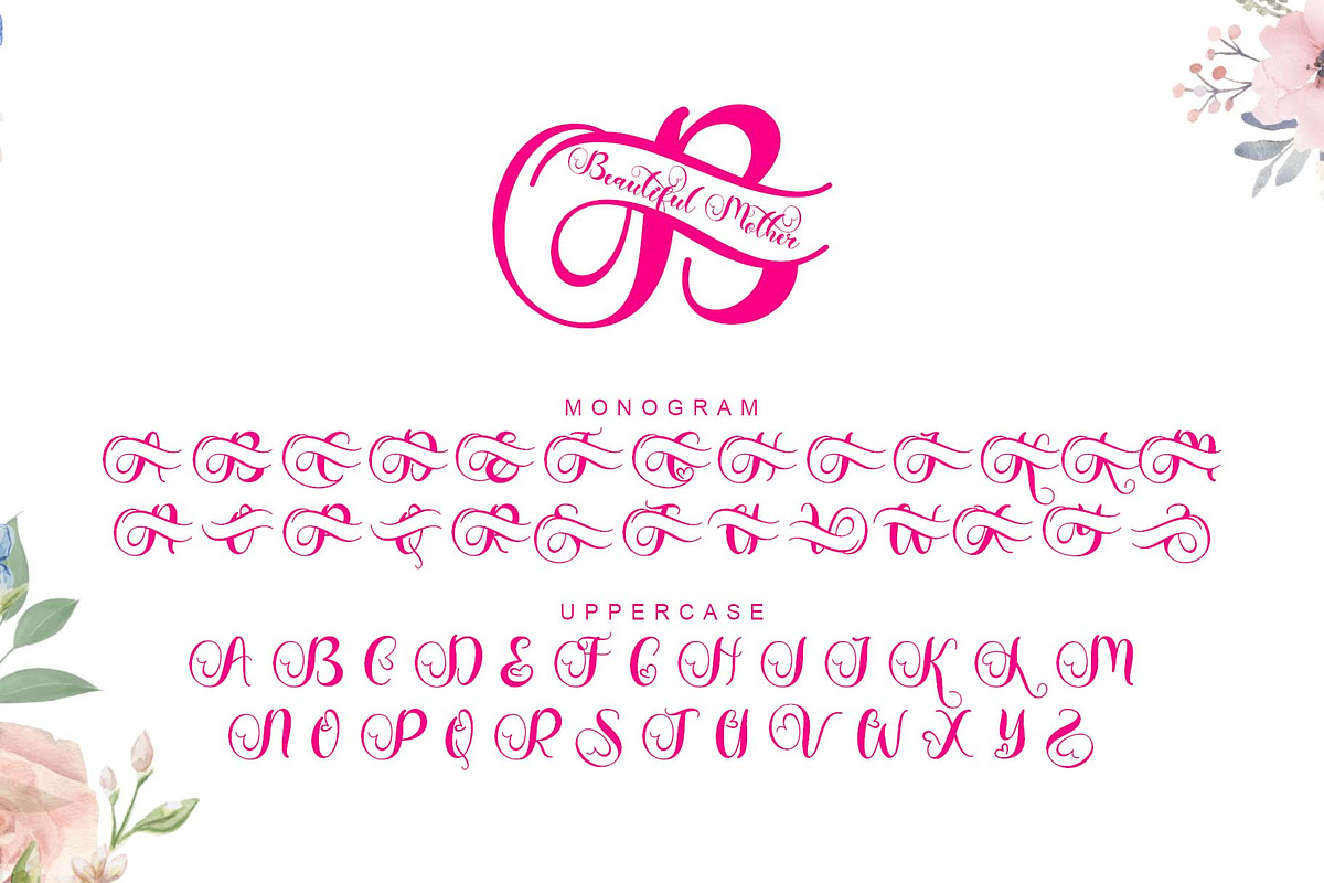 Beautiful Mother Monogram, a Handwritten Font by Yoga Letter (Photo 6 of 6)