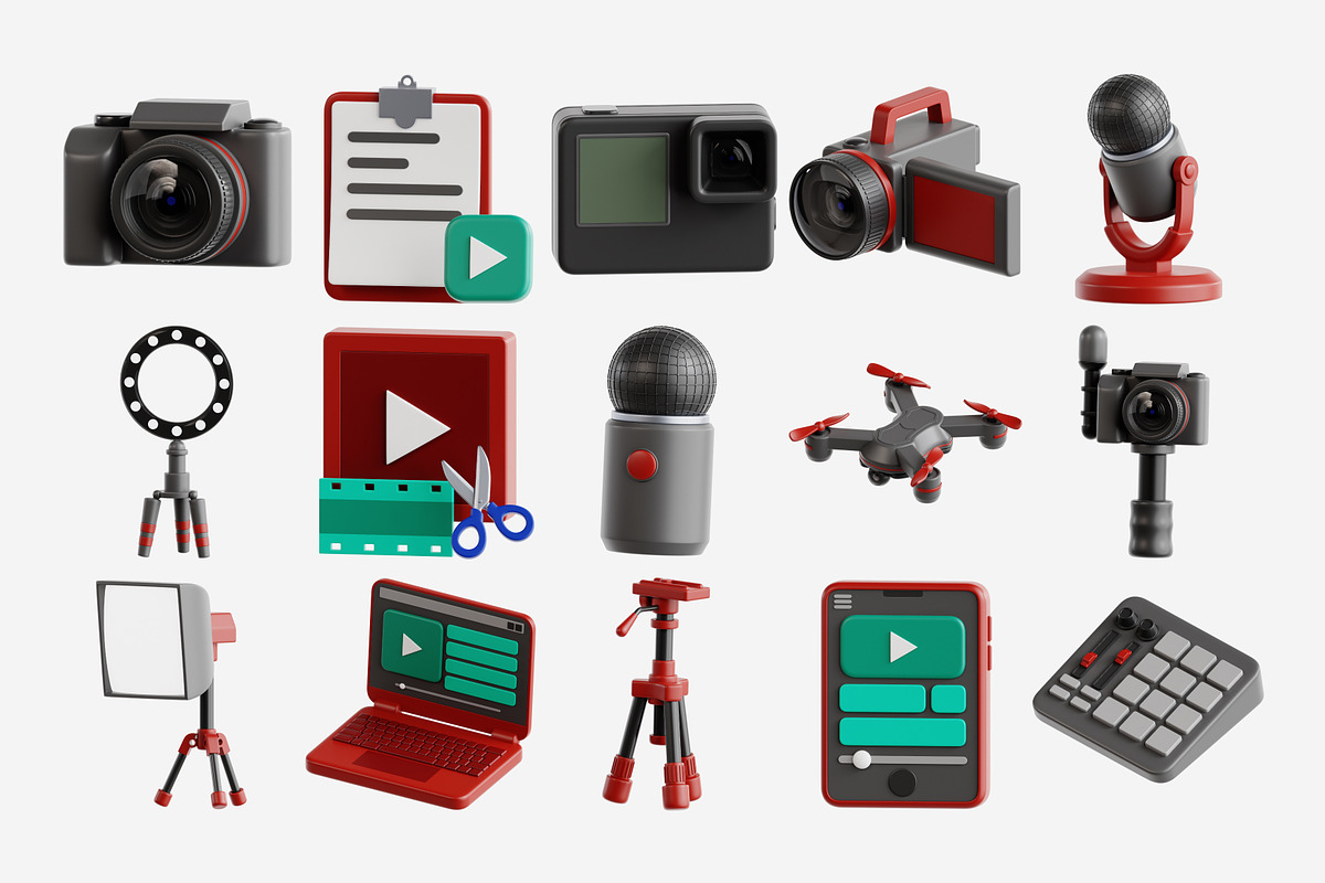 Content Creation 3D Icon Set, a Characters & Person 3D Model by Eklip Studio (Photo 3 of 3)