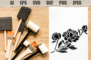 Stencils Peony Flower, a Seasonal Illustration by MARYCRAFTIRIA (Thumbnail 3 of 3)