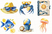 Watercolor Nautical Summer Clipart, an Illustration by OK Design (Thumbnail 5 of 5)