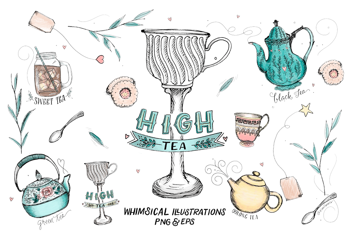 Whimsical High Tea Illustration Pack, a Graphic by kimpanella (Photo 2 of 4)