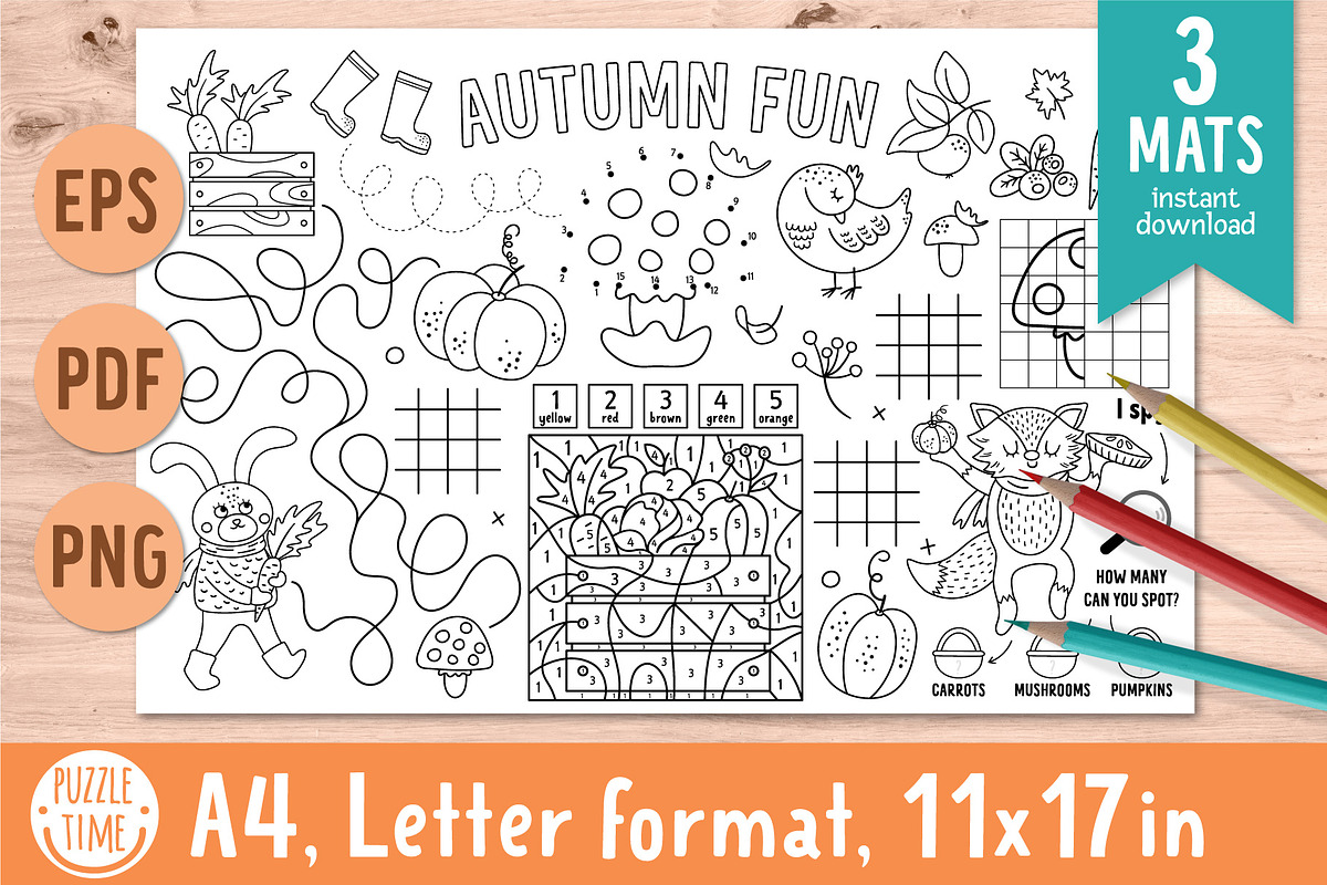 Autumn activity mats collection, an Animal Illustration by Lexi Claus (Photo 1 of 6)