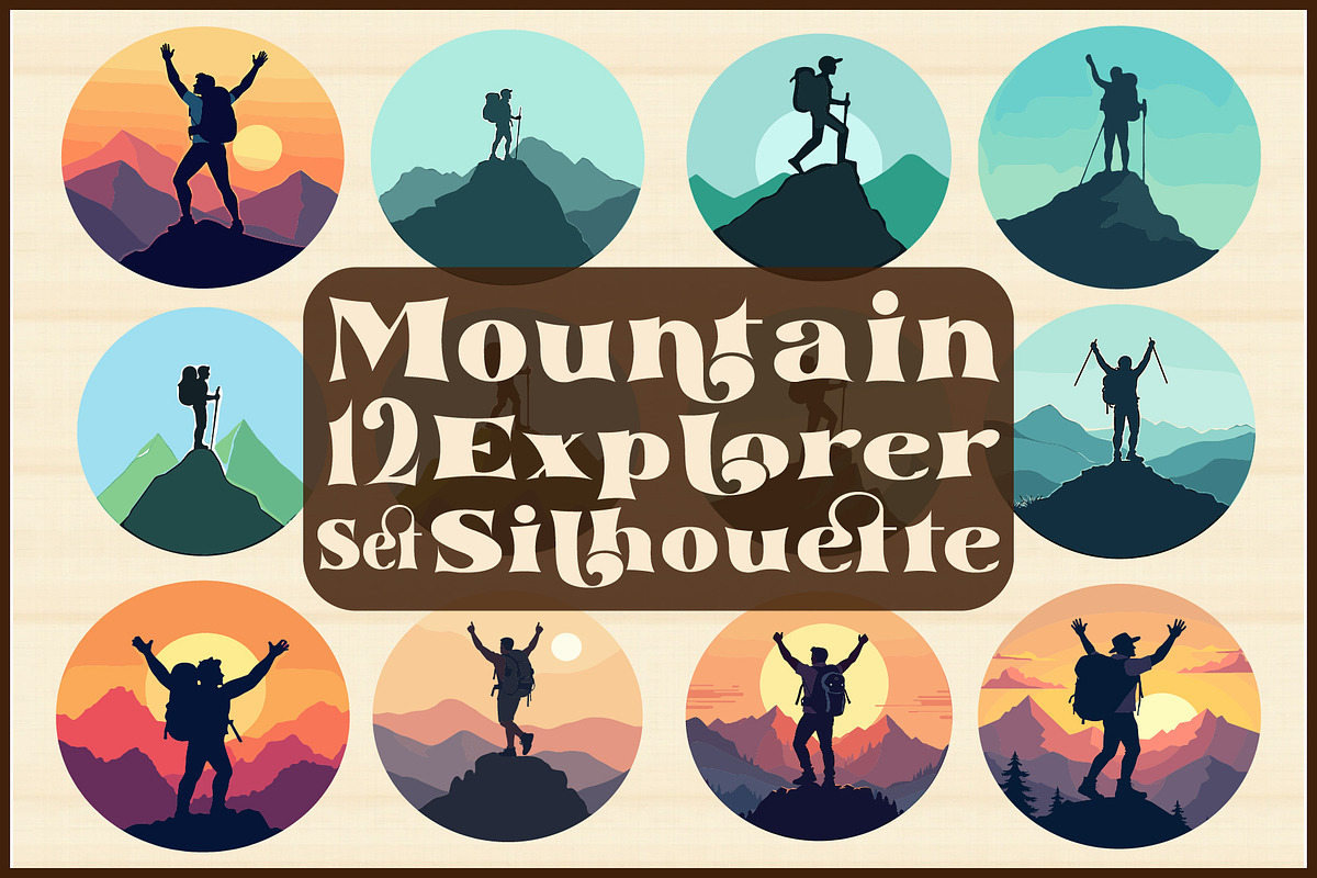 Mountain Explorer 12 Silhouette Set, an Object Graphic by yasushie (Photo 1 of 13)
