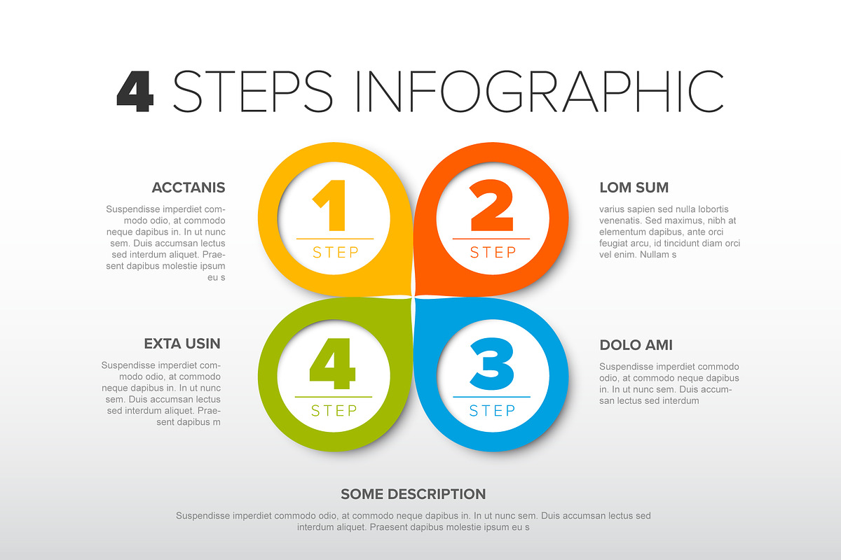 Four color circle steps infographic, a Presentation Template by Orson