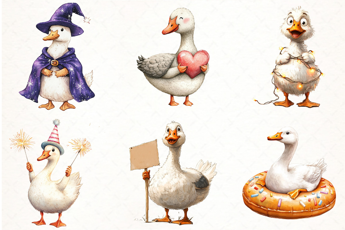 Watercolor Baby White Goose Png, an Illustration by Watercolor design (Photo 4 of 4)