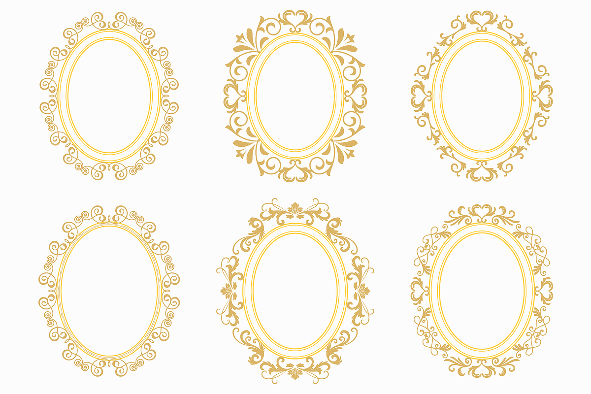 Oval Ornamental Frame Vector Bundle, a Decorative Illustration by Kusumaillustration (Photo 7 of 16)