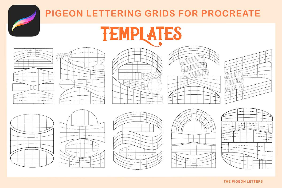 Procreate Lettering Template Grids, a Brush Add-On by The Pigeon Letters (Photo 6 of 10)
