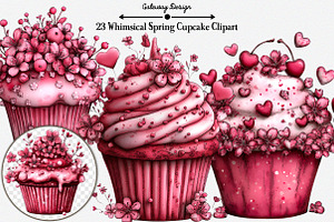 Whimsical Spring Cupcake Clipart, an Illustration by GatewayDesign