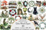 Watercolor Celtic Witch Clipart, a Seasonal Illustration by Design Market (Thumbnail 1 of 5)