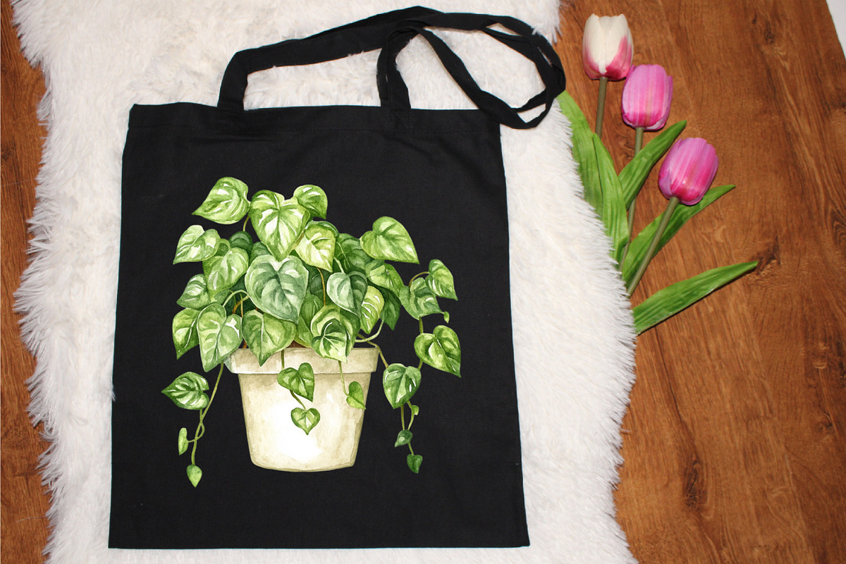 Watercolor Kawaii House Plant Clipar, an Illustration by designcity5 (Photo 4 of 5)