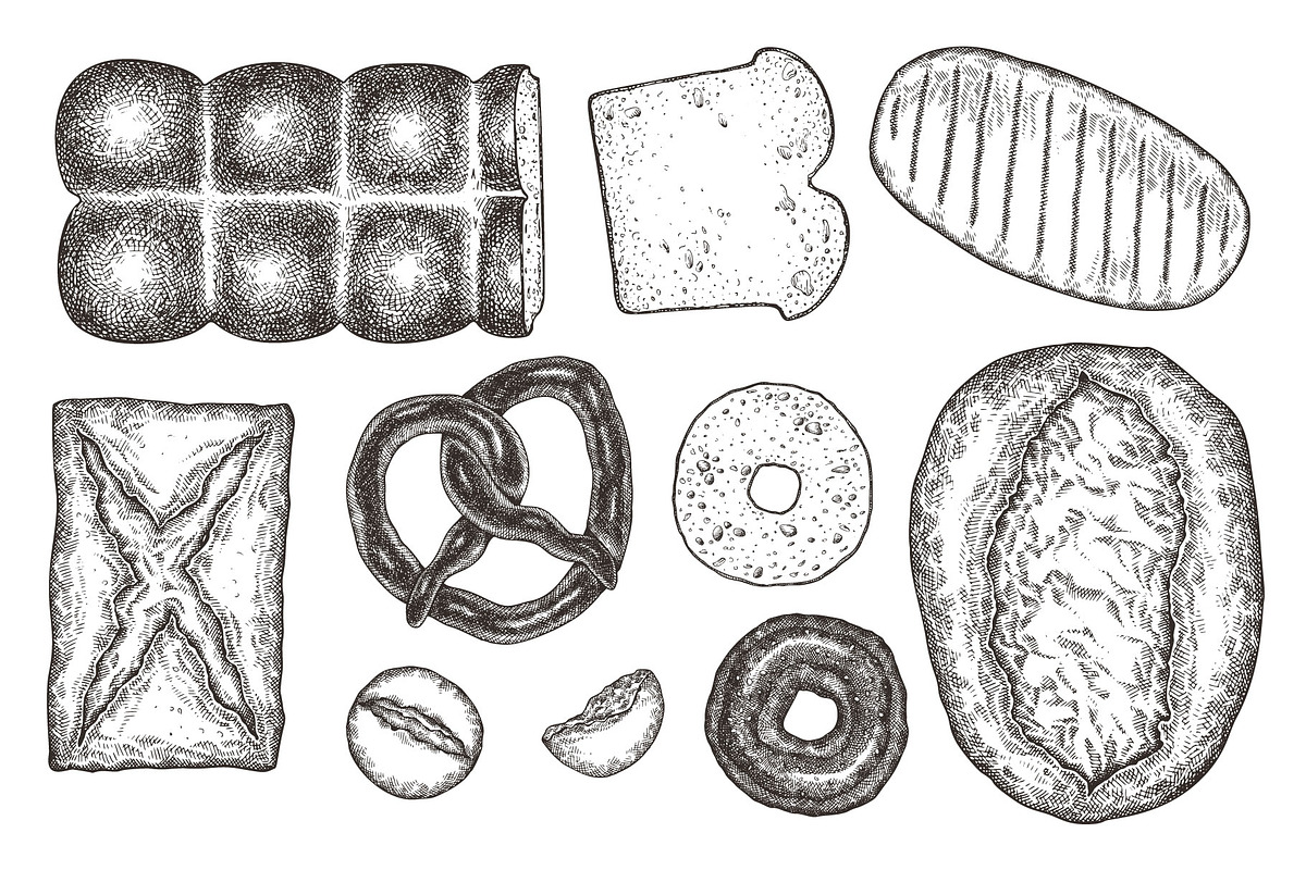 Baked Bread Vector Illustrations, a Food Illustration by Lubov Illustrations Shop (Photo 5 of 7)