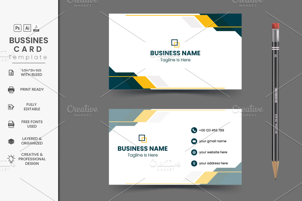 Modern abstract business card, a Business Card Template by DESIGNSKIT (Photo 1 of 2)