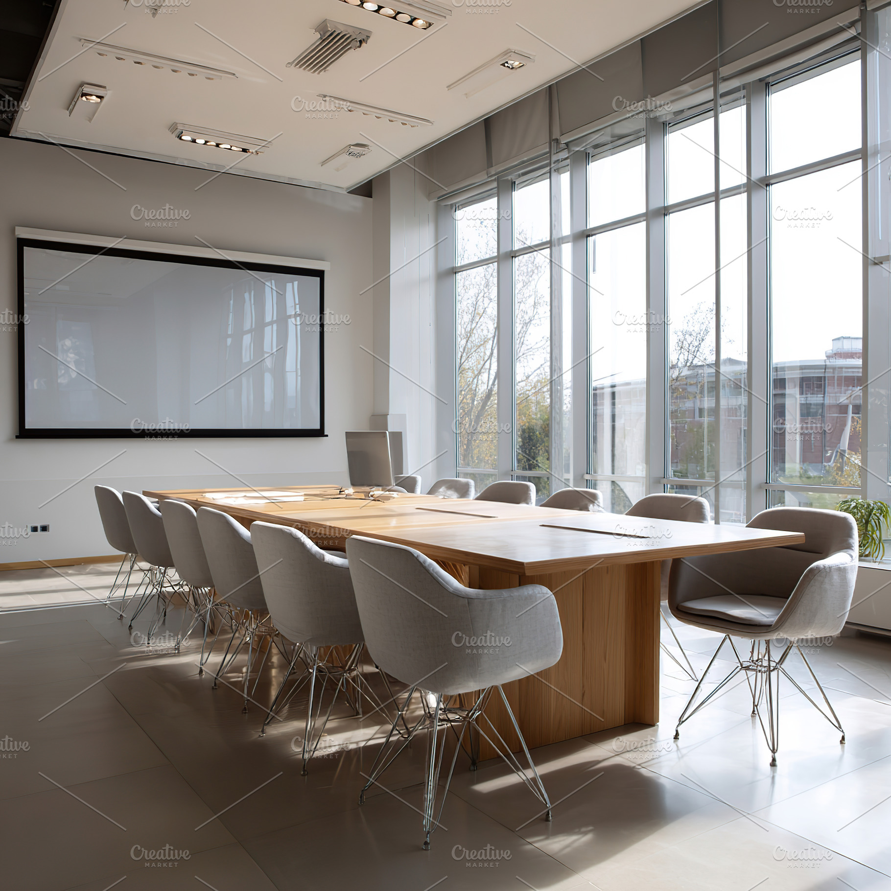 Modern conference room featuring spacious layout and contemporary furniture for, a Photo by AlyaAnd