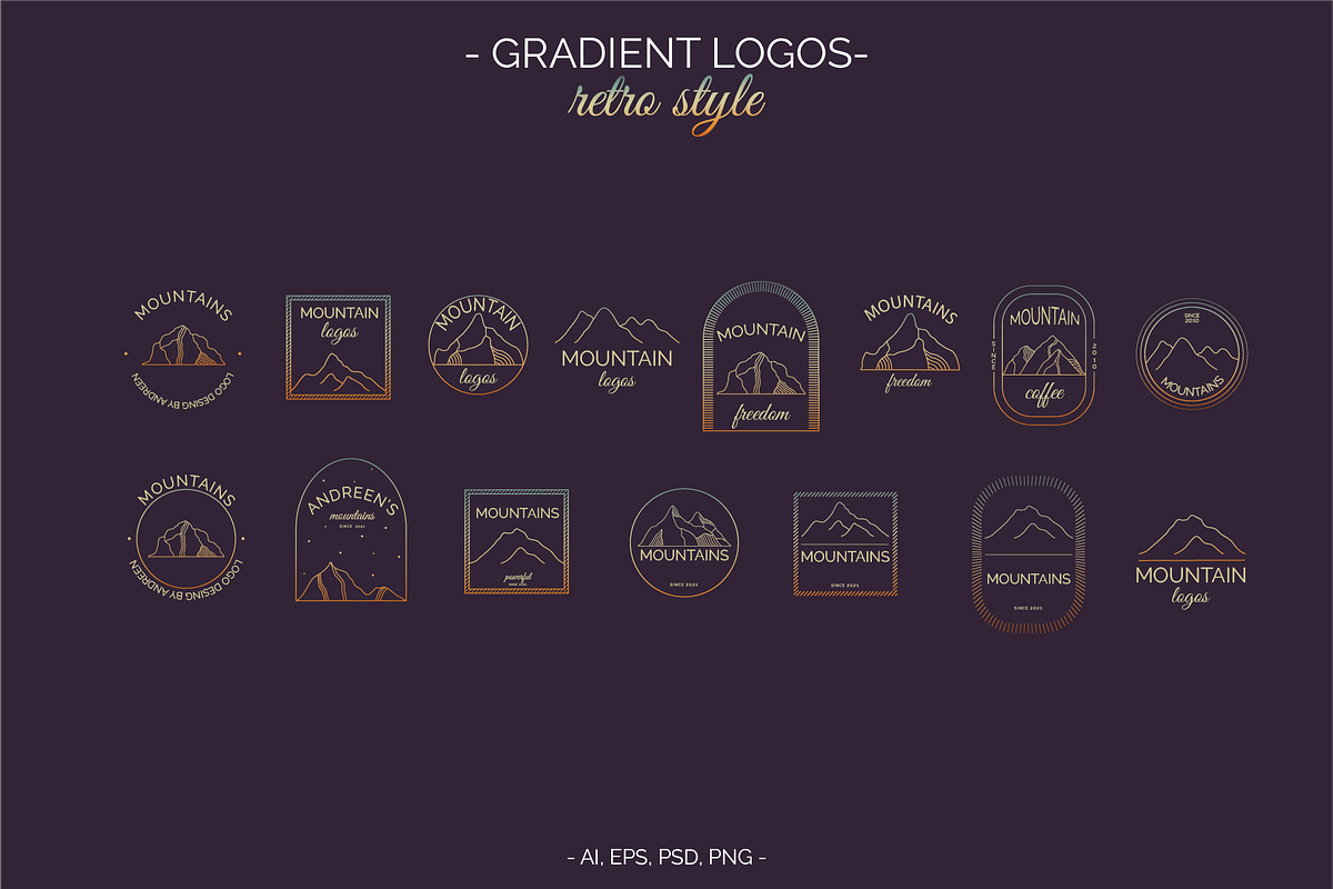 MOUNTAIN Logos, Icons and Frames, a Branding & Logo Template by Andreen (Photo 6 of 15)