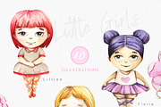 Little girls and pink flowers, a Decorative Illustration by Luba Vega (Thumbnail 3 of 7)