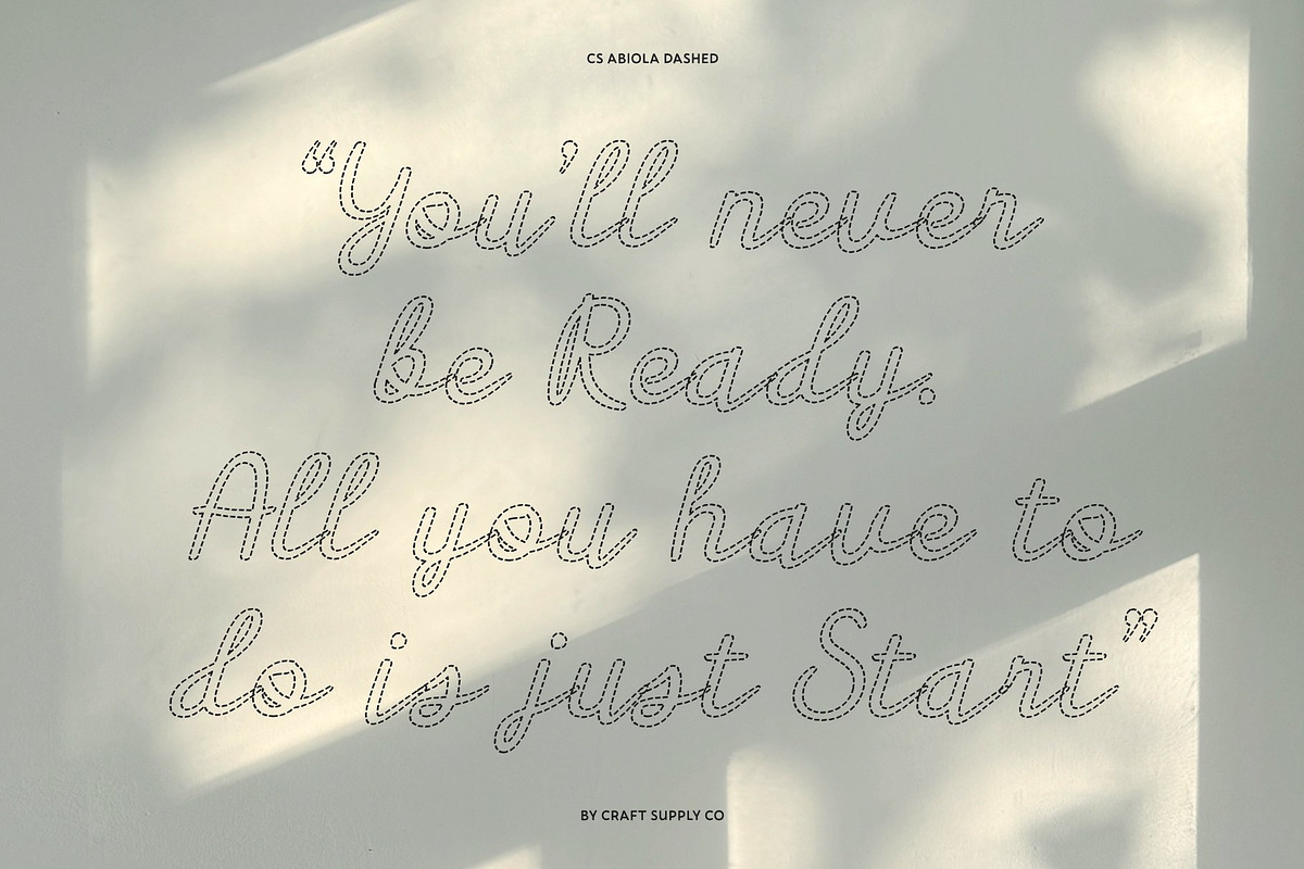 CS Abiola Dashed, a Script Font by Craft Supply Co. (Photo 2 of 8)