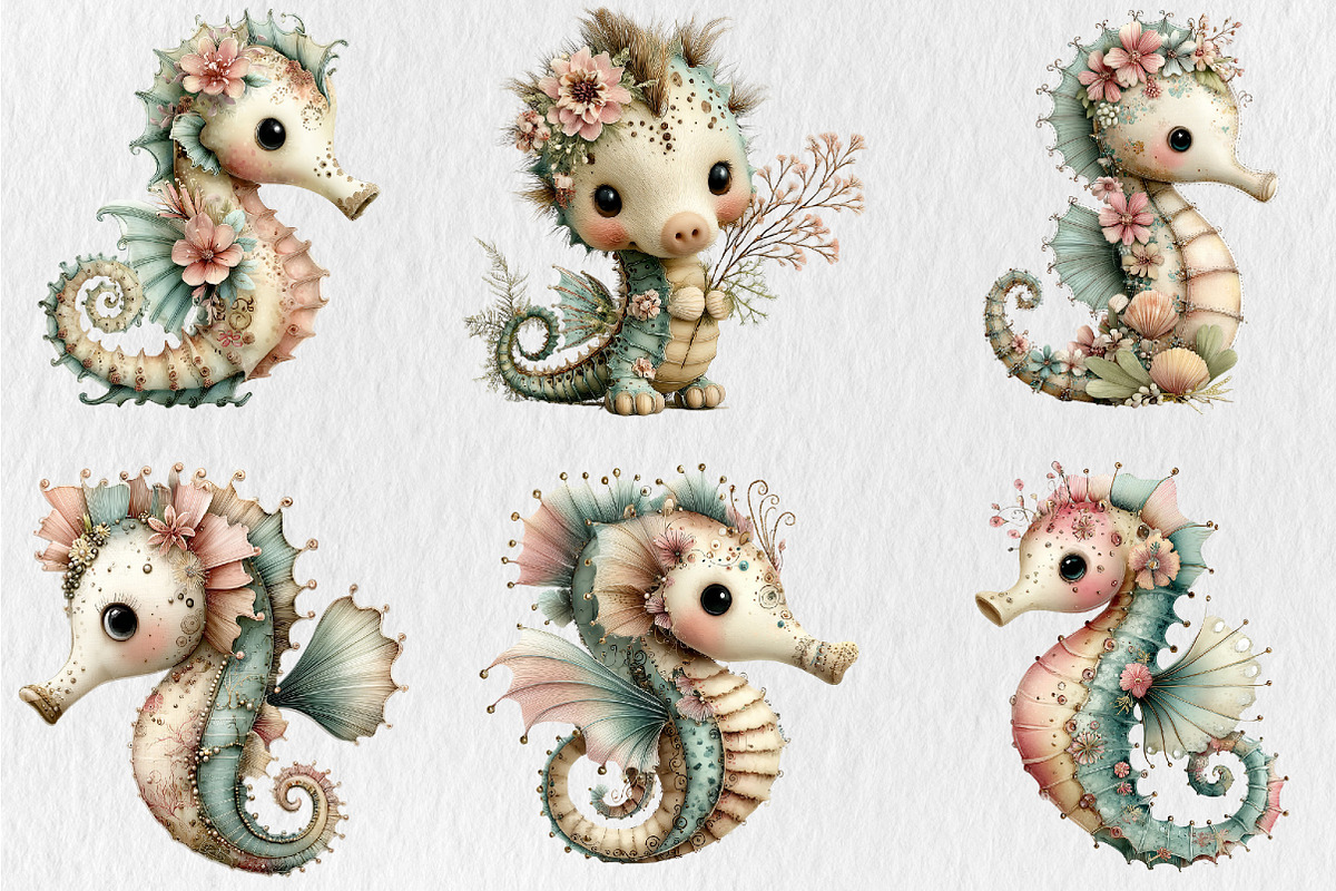 Summer Funny Seahorse Clipart, a Seasonal Illustration by Rose Art (Photo 4 of 6)