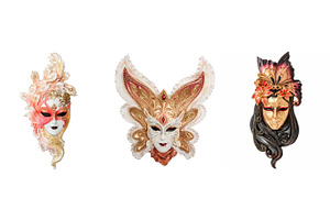 Venetian masks for venice carnival containing closeup, isolated, and italian