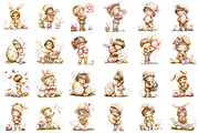 Whimsical Easter Kids Clipart, an Illustration by designcity5 (Thumbnail 2 of 5)