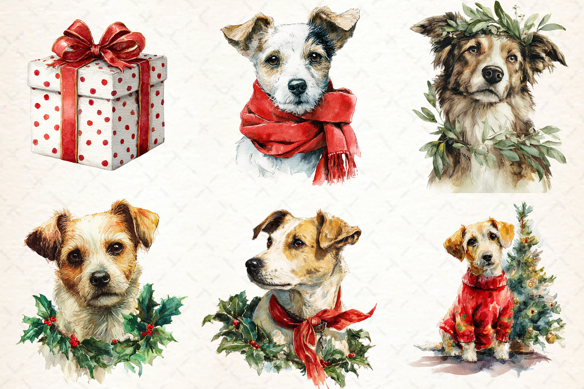Watercolor Clipart - Christmas Dog, an Illustration by Libby Wishes (Photo 5 of 6)