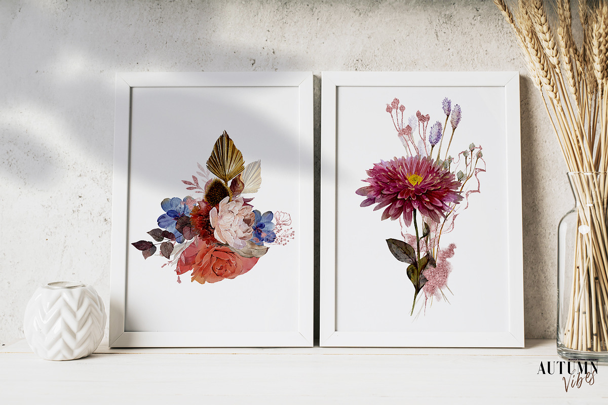 Watercolor Autumn Flowers & Leaves, a Decorative Illustration by Damian Roh (Photo 11 of 16)