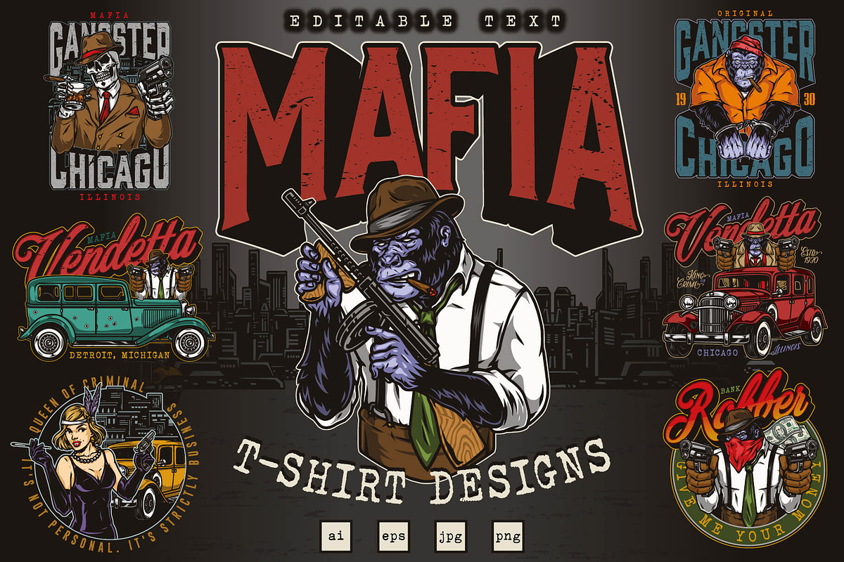 Mafia t-shirt designs, a Branding & Logo Template by DGIM studio (Photo 1 of 9)