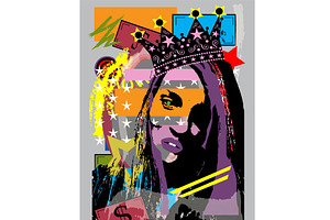 Queen, Girl With Crown And Purple Li