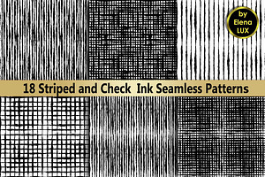 Stripe And Check Ink Seamless Set