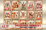 Valentines animals cards set-1, an Animal Illustration by CraftArtStory (Thumbnail 1 of 6)
