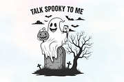 Halloween Ghost Talk Spooky to Me, an Illustration by CraftArtStudio (Thumbnail 1 of 4)