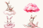 Watercolor Pink Bunny Clipart Bundle, an Animal Illustration by SparkyDesignsUS (Thumbnail 5 of 8)