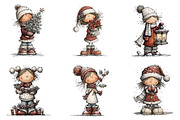 Whimsical Christmas Girl Clipart, an Illustration by designcity5 (Thumbnail 2 of 5)