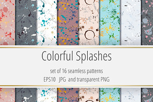 Colorful Splashes. 16 Patterns