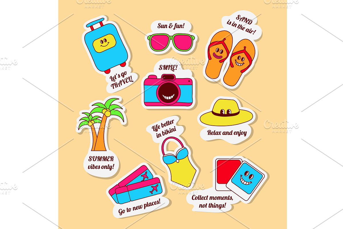 Colourful y2k Travel Stickers for, an Illustration by okskukuruza