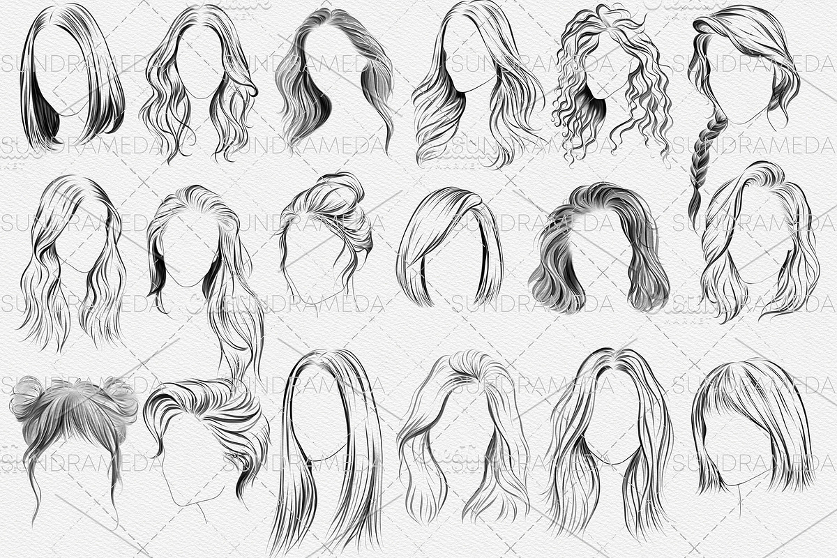 Photoshop Hairstyle Stamp Brushes, a Brush Add-On by sundrameda (Photo 3 of 6)