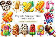 Watercolor Popsicle Clipart Summer, a Seasonal Illustration by DreamArtGraphic (Thumbnail 1 of 4)