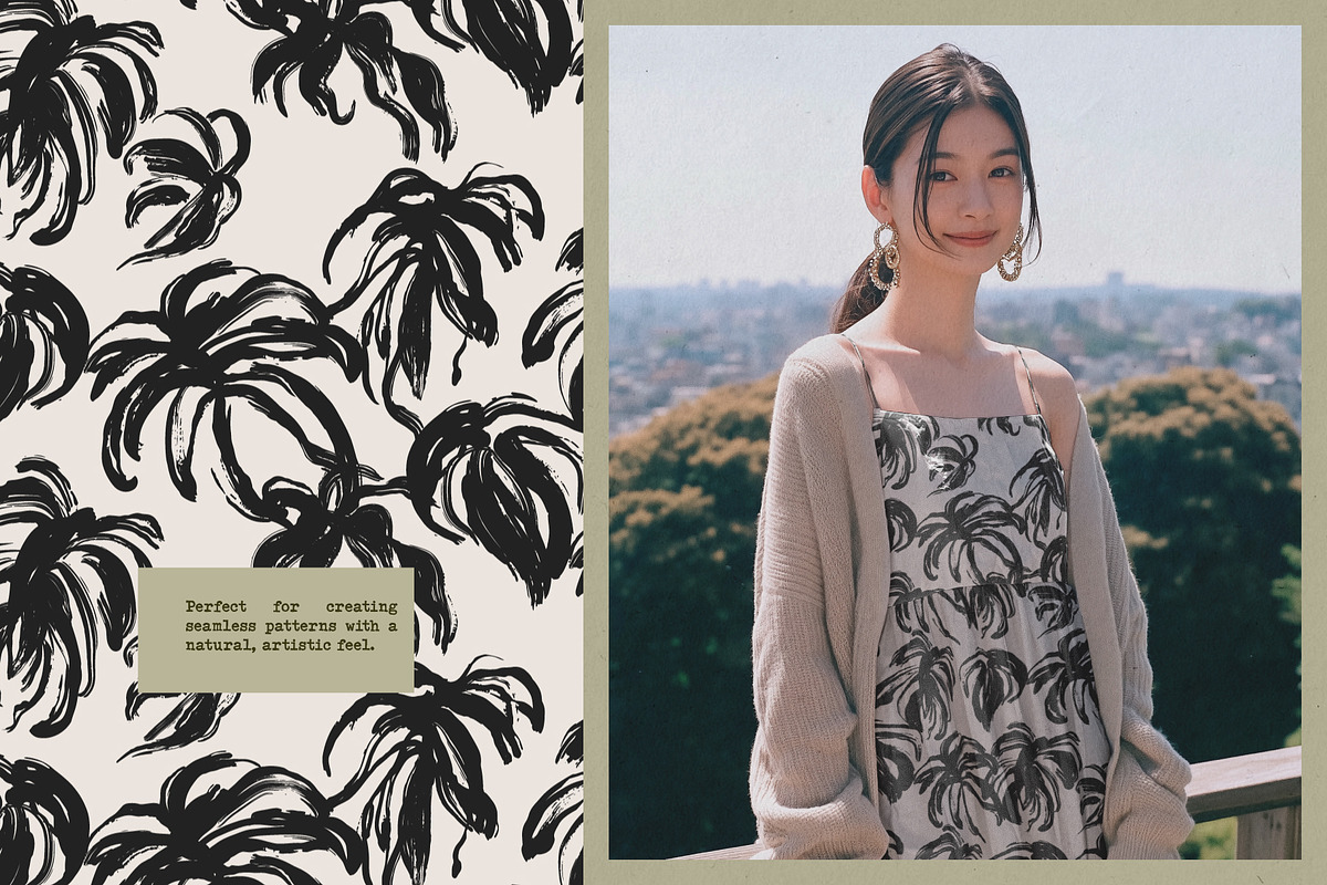 Monstera Ink Brush Botanical Vector, a Decorative Illustration by Momosama Studio (Photo 8 of 9)