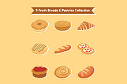 9 Fresh Breads & Pastries Collection, a Food Illustration by jongcreative (Thumbnail 1 of 4)