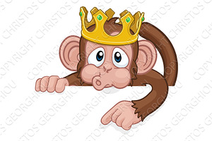 Monkey King Crown Cartoon Animal, an Animal Illustration by Christos Georghiou