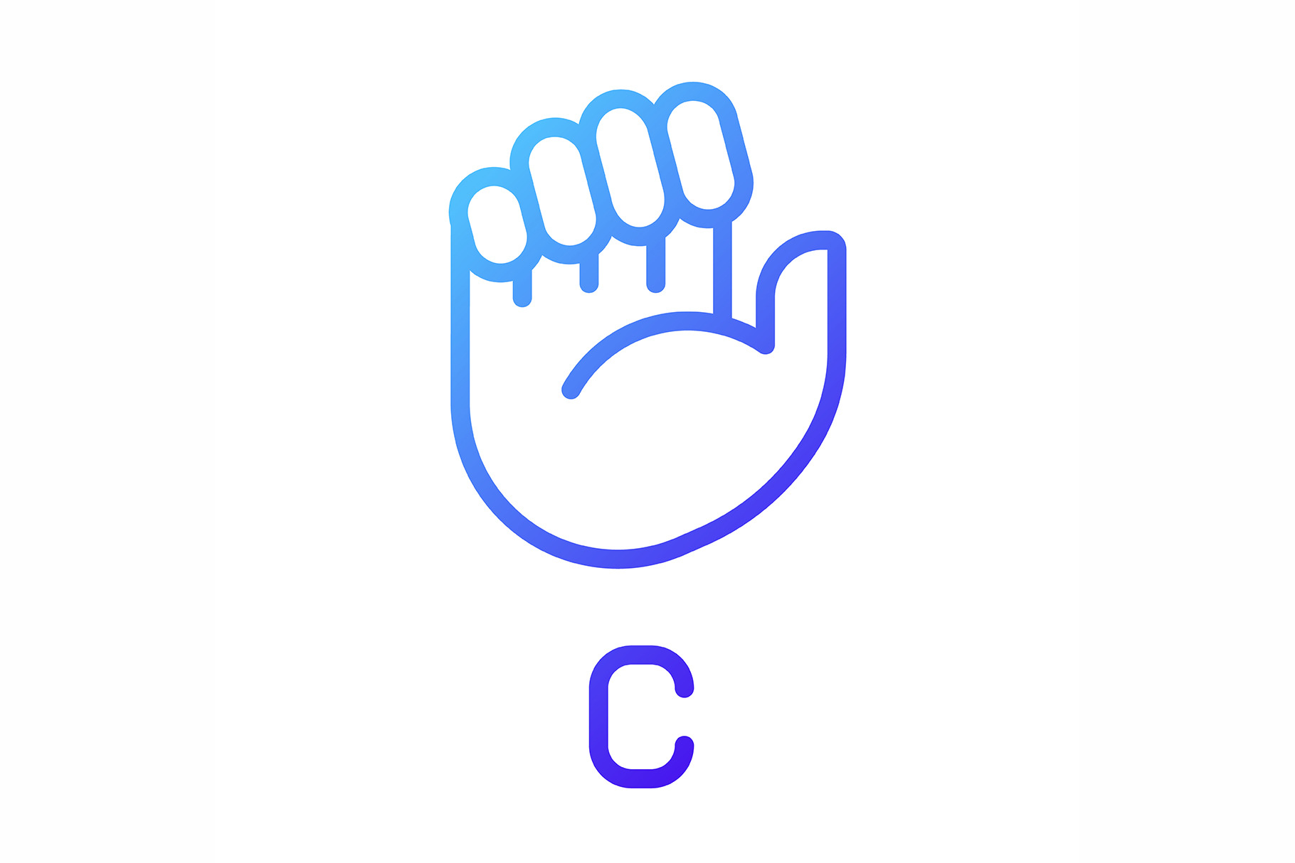 Sign for letter C in ASL pixel perfe, an Outline Icon by IMG Visuals