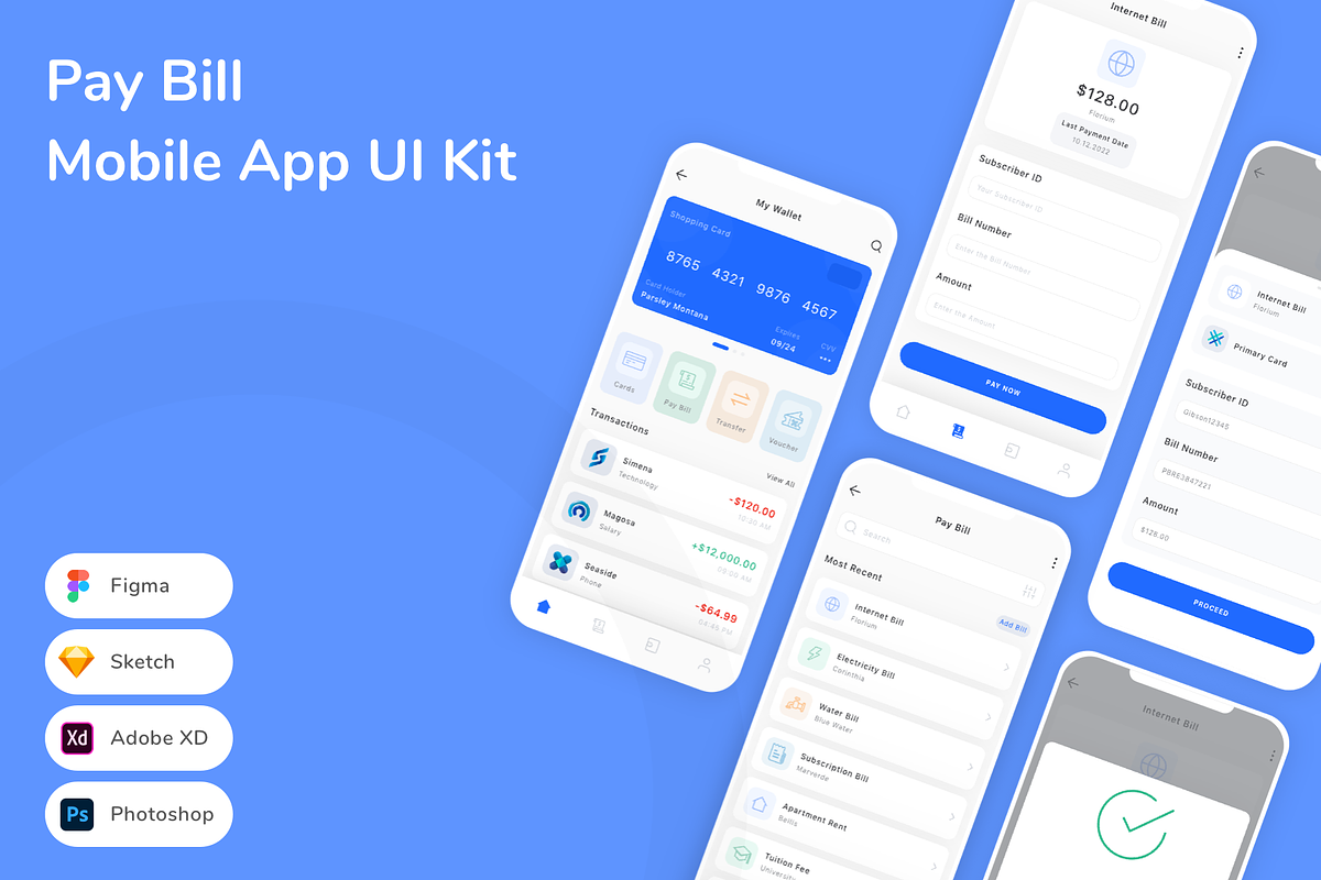 Pay Bill Mobile App UI Kit, an UI Kit Template by Betush