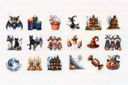 Watercolor Brush Doodle Halloween, an Illustration by CreationArt (Thumbnail 4 of 4)