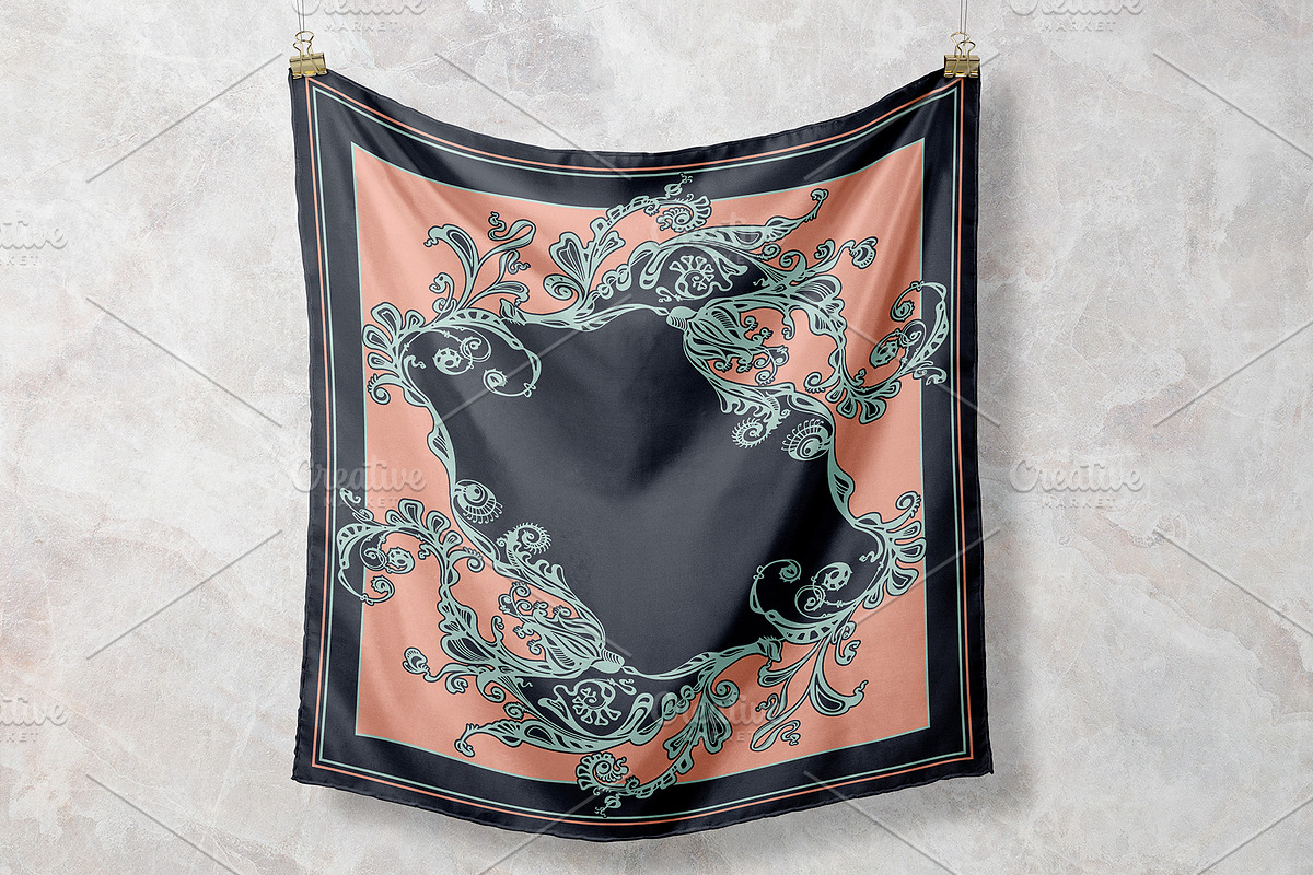 Baroque Floral Arabesque Silk Scarf, an Object Graphic by ilustrinna (Photo 2 of 6)