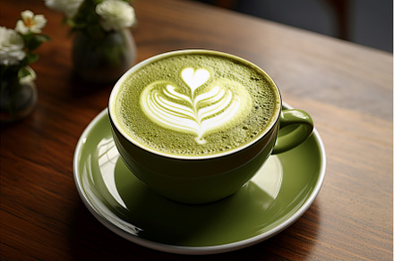Frothy Matcha latte. Generate Ai, a Food & Drink Photo by Ylivdesign