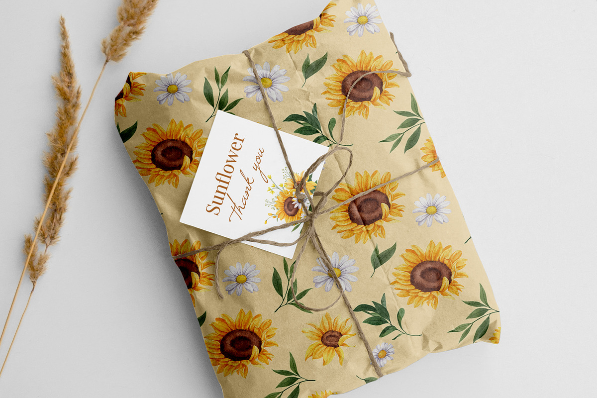 Sunflower Blooming Watercolor, an Object Illustration by CreativeValuation (Photo 9 of 15)